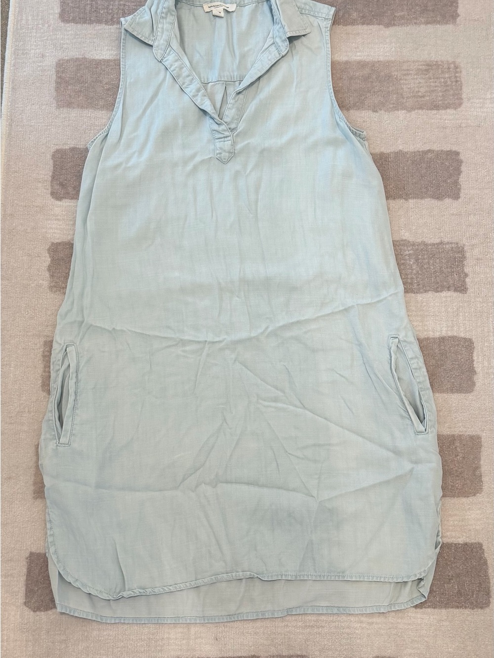 Sleeveless Light Blue Tunic Shift Dress